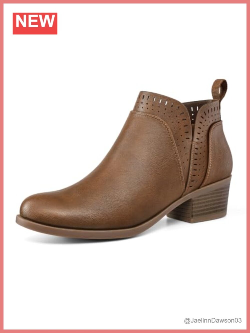 Women's Ankle Boots Chunky Block Heel Booties with Side Zippers
